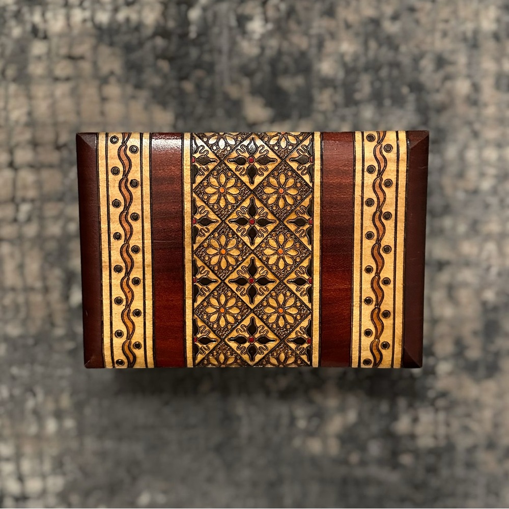 Vintage Polish Handcrafted Inlaid Wooden Box